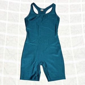 Rare Vintage The Body Co racerback green blue athletic romper jumpsuit